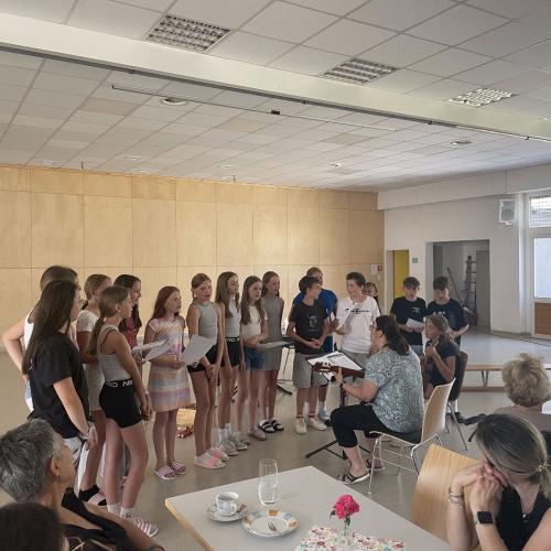 SchülerInnen bei Aufführung vor MS-Gruppe